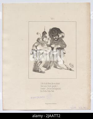 'Der Korridor / nach dem / Eisenhammer. / Ballade. / I. Ausgabe.' (Platte 4: Karikatur zu Carl Vogt und Friedrich Wilhelm IV.). Adam Ernst Schalck (1827-1865), Lithographie, Reinhold Baist, Verleger Stockfoto