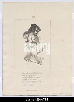 'Der Korridor / nach dem / Eisenhammer. / Ballade. / I. Ausgabe.' (Platte 3: Karikatur zu Carl Vogt). Adam Ernst Schalck (1827-1865), Lithographie, Reinhold Baist, Verleger Stockfoto