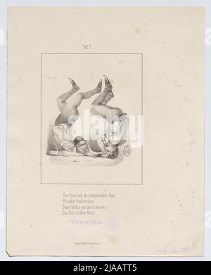 'Der Korridor / nach dem / Eisenhammer. / Ballade. / II Problem.“ (Tafel 7: Karikatur zu Joseph Maria von Radowitz und Friedrich Ludwig Jahn). Adam Ernst Schalck (1827-1865), Lithographie, Reinhold Baist, Verleger Stockfoto