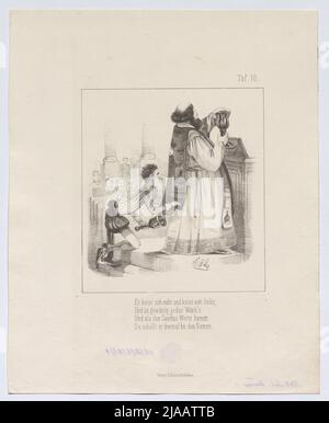 'Der Korridor / nach dem / Eisenhammer. / Ballade. / II Problem.“ (Tafel 10: Karikatur zu Heinrich von Gagern und Alexander von Soiron). Adam Ernst Schalck (1827-1865), Lithographie, Reinhold Baist, Verleger Stockfoto