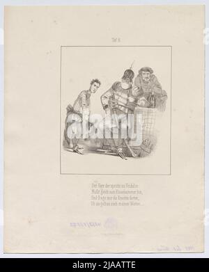 'Der Korridor / nach dem / Eisenhammer. / Ballade. / II Problem.“ (Tafel 8: Karikatur zu Heinrich von Gagern, Friedrich Wilhelm IV. Und Carl Vogt). Adam Ernst Schalck (1827-1865), Lithographie, Reinhold Baist, Verleger Stockfoto