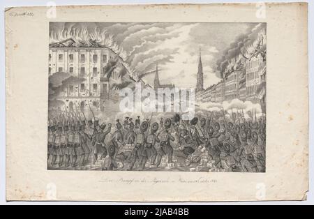 'Der Kampf in der Jägerzeile in Wien, am 28. Oktober 1848.'. Unbekannt Stockfoto