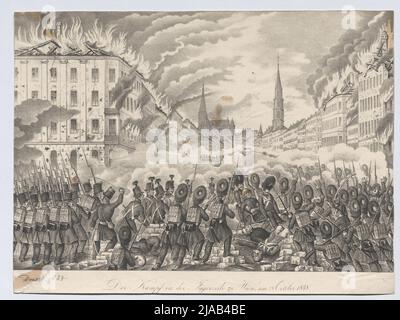 'Der Kampf in der Jägerzeile in Wien, am 28. Oktober 1848.'. Unbekannt Stockfoto