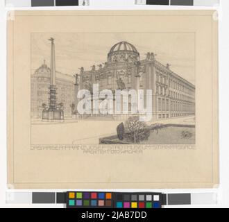 Kaiser Franz Josef-Stadtmuseum, großes Projekt, zweite Variante, Blick von der Canovagasse. Otto Wagner (1841-1918) Stockfoto