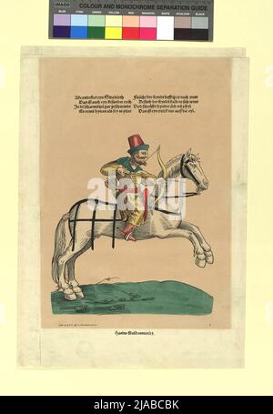 Türkische Militärführer und Soldaten aus der Zeit der Belagerung von Wien 1529: bogenschütze. Albert von Camesina (1806-1881), Lithograph, nach: Hans Guldenmund (T), Holzfäller, nach: Niclas Stör, Schublade Stockfoto