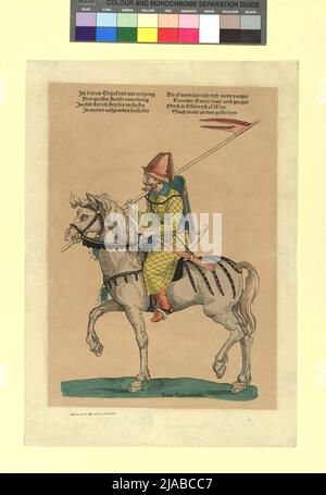 Türkische Militärführer und Soldaten aus der Zeit der Belagerung von Wien 1529: Sipahi. Albert von Camesina (1806-1881), Lithograph, nach: Hans Guldenmund (T), Holzfäller, nach: Niclas Stör, Schublade Stockfoto