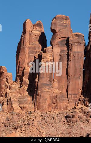 Sandstone Pinnacles, Labyrinth Canyon, Utah. Stockfoto