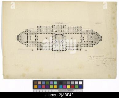 Parlamentsgebäude in Budapest, Grundriß. Otto Wagner (1841-1918), Architekt, Friedrich von Schmidt (1825-1891), ehemals im Besitz von Person Stockfoto