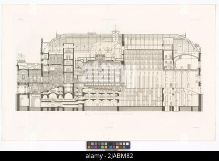 1., Opernring 2, Staatsoper (Hofoper), Fernschnitt durch den Zuschauerraum (Tafel 7-8). August Sicard von Sicardsburg (1813-1868) ,, Eduard van der Nüll (1812-1868) , Heinrich Bültemayer (Bültemeyer) (1826-1905), Kupferstecher, nach: Gustav Gugitz (1836-1882), Stockfoto