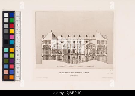 Palais des Imperators Russische Botschaft in Wien / Ferngespräche. '. Palais der kaiserlichen russischen Botschaft am Rennweg, Längsschnitt (einige Scizze, Vol. 1, Bl. L 5, S. Otto Wagner (1841-1918), Architekt Stockfoto