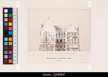 Palais der kaiserlichen russischen Botschaft in Wien / Querschnitt. '. Palais der kaiserlichen russischen Botschaft am Rennweg, Querschnitt (einige Scizze, Vol. 1, Blatt 4). Otto Wagner (1841-1918), Architekt Stockfoto