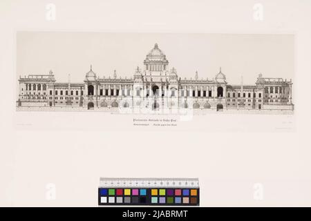 Parlamentsgebäude in Buda Pest. / ConcurProject. - façade gegen den Quai. '. Budapest, parlamentsgebäude, Wettbewerbsprojekt, Hauptfassade, Reißen (einige Scherze Bd. 1, Blatt 31). Otto Wagner (1841-1918), Architekt Stockfoto