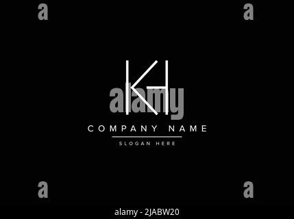 Kreatives Logo mit minimaler Linienkunst, Logo mit KH-Monogramm Stock Vektor