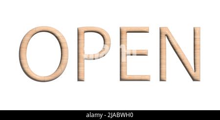 3D Holz offen Schild Hinweis Textur Illustration Stockfoto