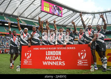 Twickenham, Großbritannien. 29.. Mai 2022. Fiji Rugby Platzieren Sie am 5/29/2022 beim HSBC World Rugby London 7Õs in Twickenham, Großbritannien, 3. Bronzemedaillenplatz. (Foto von Mike Jones/News Images/Sipa USA) Quelle: SIPA USA/Alamy Live News Stockfoto