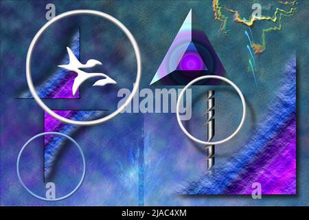 Modern abstrakt mit geometrischen Figuren. 3D Rendern Stockfoto