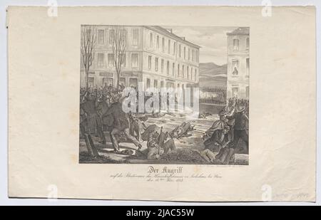 'Der Angriff / auf die Zerstückler des Herrschaftshauses in sechs Häusern bei Wien. / 14. März 1848.'. Franz Werner, Verleger Stockfoto