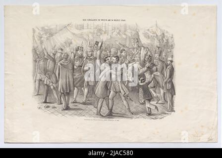 „Die Ungarn in Wien am 14. März 1848.“ Franz Strelez, Verleger Stockfoto