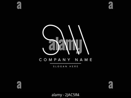 Creative minimal line Art Icon Logo, SW Monogramm Logo Stock Vektor