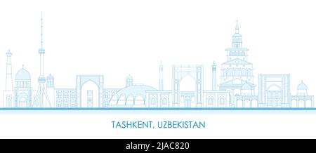 Skizzieren Skyline Panorama der Stadt Taschkent, Usbekistan - Vektor-Illustration Stockfoto