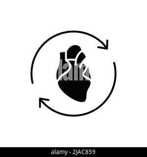 Symbol für die Farblinie der Herztransplantation. Isoliertes Vektorelement. Skizzieren Sie das Piktogramm für Webseite, mobile App, Promo Stock Vektor