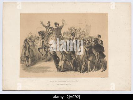 „Ausschluss der Verfassung am 15. März 1848.“ Franz Kollarz (Kolář) (1825-1894), Lithograph, Johann Rauh (1803-1863), Drucker, Leopold Theodor Neumann (1804-1876), Verleger Stockfoto