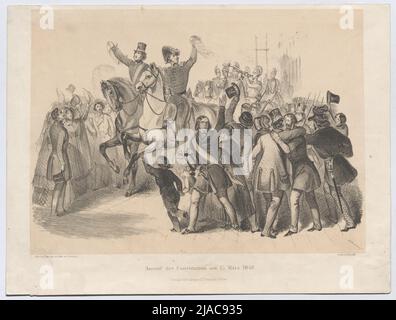 „Ausschluss der Verfassung am 15. März 1848.“ Franz Kollarz (Kolář) (1825-1894), Lithograph, Johann Rauh (1803-1863), Drucker, Leopold Theodor Neumann (1804-1876), Verleger Stockfoto