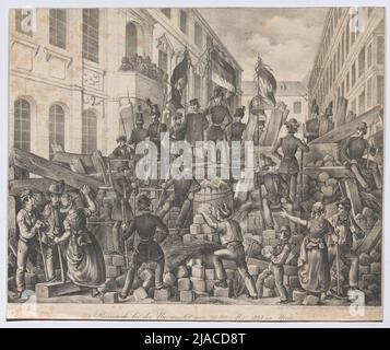 'Barrikade an der Universität am 26. Mai 1848 in Wien.' Franz Werner, Verleger Stockfoto