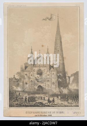 Stephanskirche in Wien. / Am 6. Oktober 1848.“ (Aus 'Zeitbilder, 1. Jahre, Ausgabe 6.). J. Steinmetz, Lithografie Institute Stockfoto