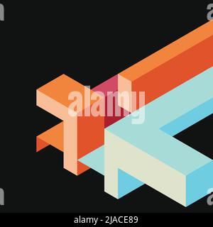Abstrakter geometrischer Hintergrund. 3D rechteckige, kubische Formen und Blöcke. Techno-Konzept-Elemente für Banner, Cover, Webseite. Stock Vektor