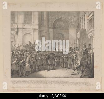 Die Nationalgarde verteidigt die Hofburg gegen das Eindringen des Proletariats am 31. Oktober 1848. Friedrich Berndt, Lithograph, Vinzenz Katzler (1823-1882), Lithograph, Ludwig Christian Förster (1797-1863), Drucker Stockfoto