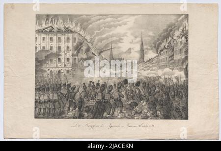 'Der Kampf in der Jägerzeile in Wien, am 28. Oktober 1848.'. Unbekannt Stockfoto