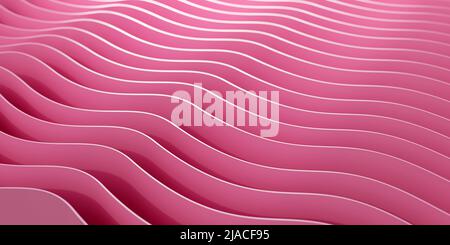 Abstrakt warm rosa diagonalen Streifen Hintergrund, Textur. Gewellte geometrische Linie, neue Minimal Art. Nahaufnahme. Platz kopieren, leer. 3D Rendern Stockfoto