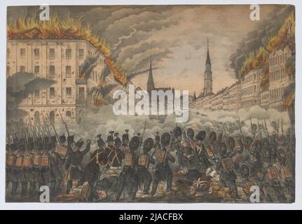 Der Kampf in der Jägerzeile in Wien, am 28. Oktober 1848 .. Unbekannt Stockfoto