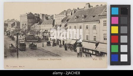 3., Landstraßer Hauptstraße - mit Rochusmarkt, Blick in die Stadt, Postkarte. P. Leclerc, Verlag Stockfoto