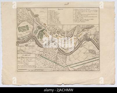 Plan der Schlacht von Dettingen am 27. Juni 1743. Georges Louis Le Rouge, Kartograph Stockfoto