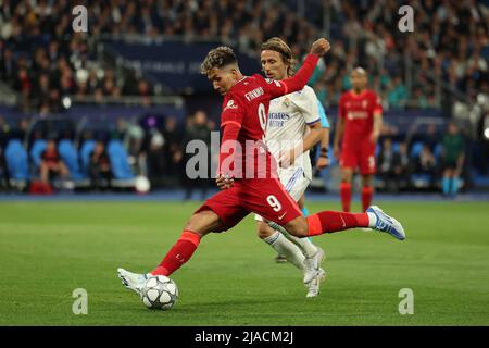 28.. Mai 2022; Stade de France Stadion, Saint-Denis, Paris, Frankreich. Champions League-Fußballfinale zwischen dem FC Liverpool und Real Madrid; Roberto Firmino von Liverpool Stockfoto