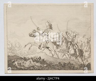 Der Herzog von Braunschweig führt einen Angriff auf einen sächsischen Angriff (1809) an. Alexander Iwanowitsch Sauerweid (1783-1844), Etcher Stockfoto