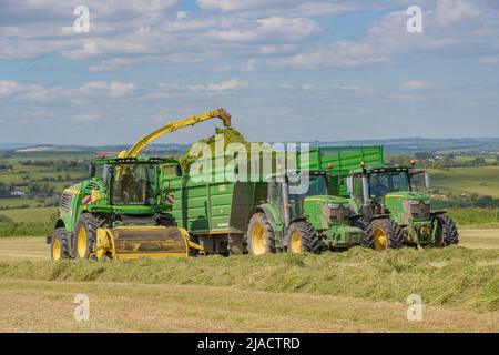 Kieran Crowley Silage 2022, John Deere Harvester Stockfoto