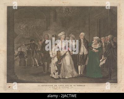 Trennung von Ludwig XVI. Von seiner Familie (am 29. September 1792). Jean Auvril, Kupferstecher, Nach: Charles Benazech (1767-1794), Peinstre Stockfoto