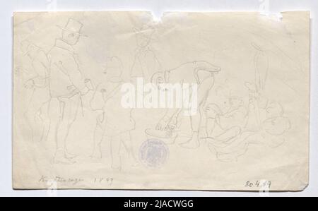 Lagerszene (kroatische Soldaten vor Wien 1849). Carl Anton Goebel (auch Göbel) (1824-1899), Schublade Stockfoto