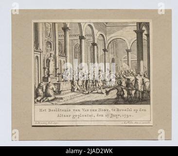 Das Porträt van der Noots wird am 17. Juni 1790 auf dem Brüsseler Altar aufgestellt. Danach: Cornelis Brouwer, Künstler, Arend Fokke Simonsz (1755-1812), Verleger Stockfoto