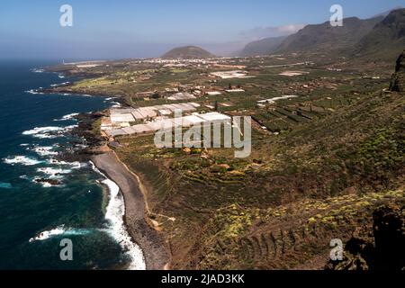Luftaufnahme von der Küste von Buenavista und der Nordküste, Teneriffa, Kanarische Inseln, Spanien Stockfoto