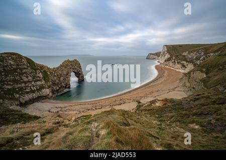 Luftaufnahme von Durdle Door, Jurassic Coast, Dorset, England, Großbritannien Stockfoto