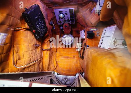 Die absenkende Raumkapsel des Raumschiffs 'Sojus'. Stockfoto