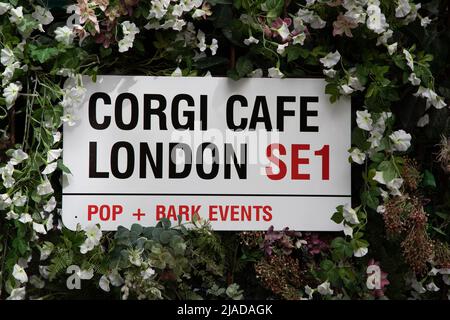 London, Großbritannien. 29. Mai 2022. Im Rahmen der Platinum Jubilee Celebrations von her Majesty wurde in London ein Pop-up Corgi Cafe eröffnet, um die Lieblingshundezucht der Königin zu feiern. Quelle: Kiki Streitberger / Alamy Live News Stockfoto