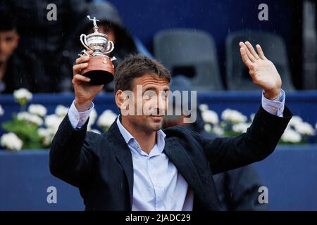 BARCELONA - APR 20: Tommy Robredo bei seiner Pensionierung beim Barcelona Open Banc Sabadell Tennisturnier im Real Club De Tenis Barcelona ON Stockfoto