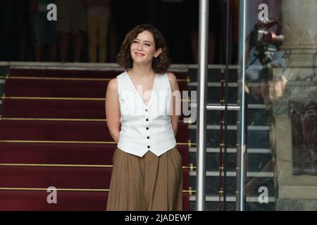 Madrid, Spanien. 29.. Mai 2022. Isabel Diaz Ayuso beim Empfang der Gemeinschaft von Madrid nach Real Madrid als Gewinner der UEFA Champions League 14. gegen den FC Liverpool im Gebäude der Casa de Correos. (Foto: Atilano Garcia/SOPA Images/Sipa USA) Quelle: SIPA USA/Alamy Live News Stockfoto