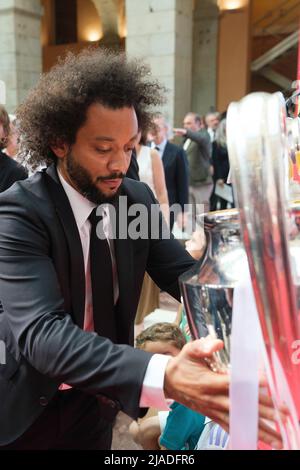 Madrid, Spanien. 29.. Mai 2022. Marcelo Vieira beim Empfang der Gemeinschaft von Madrid nach Real Madrid als Gewinner der UEFA Champions League 14. gegen den FC Liverpool im Gebäude der Casa de Correos. (Foto: Atilano Garcia/SOPA Images/Sipa USA) Quelle: SIPA USA/Alamy Live News Stockfoto