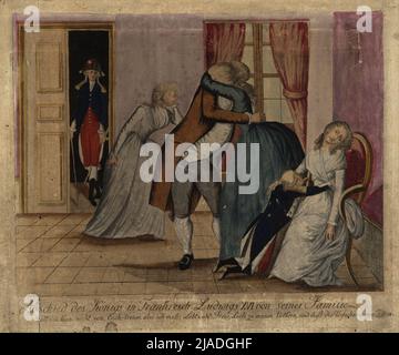 Der Abschied von König Ludwig XVI. Von seiner Familie am 20. Januar 1793. Johann Hieronymus Löschen Kohl (1753-1807), Verlag Stockfoto